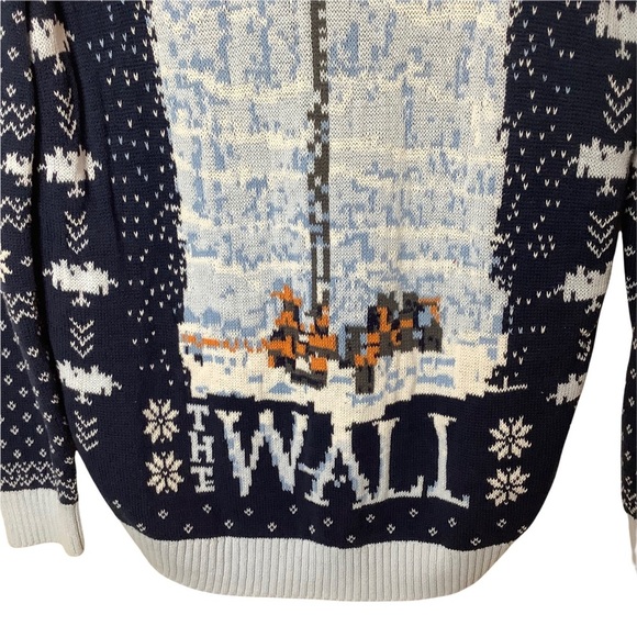 Game of Thrones Ugly Christmas Sweater Womens M Blue Crewneck Deck The Wall - Picture 3 of 6